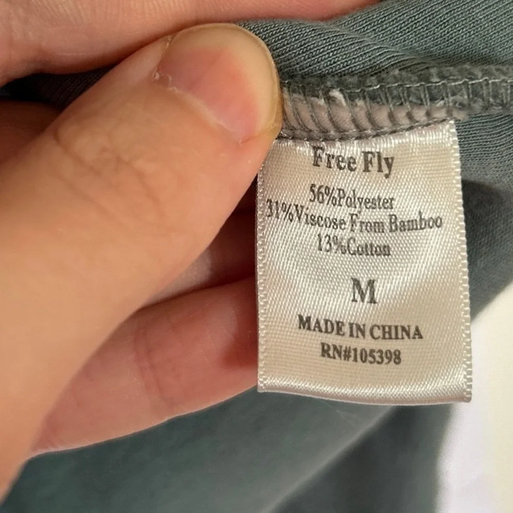 Free Fly Sherpa Quarter Zip Stormy Sea M Pullover Bamboo Blend Cozy Sustainable